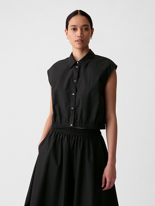 Image number 1 showing, Cropped Poplin Shirt