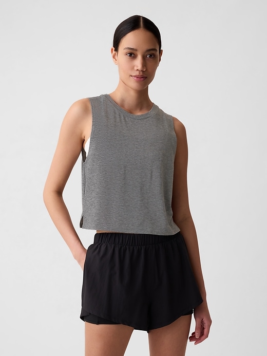 View large product image 1 of 18. GapFit Breathe Cropped Muscle T-Shirt