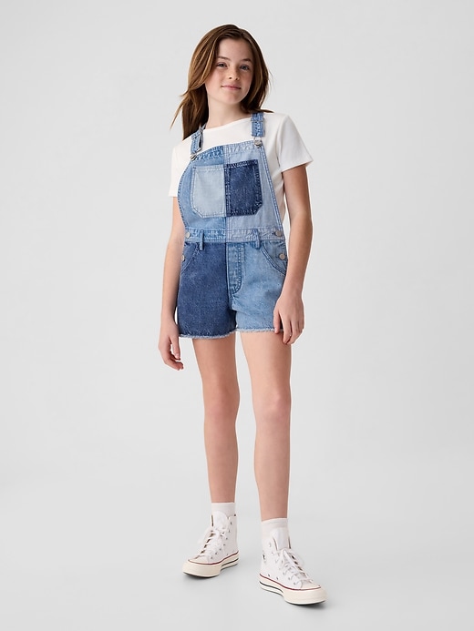 Image number 1 showing, Kids Patchwork Denim Shortalls