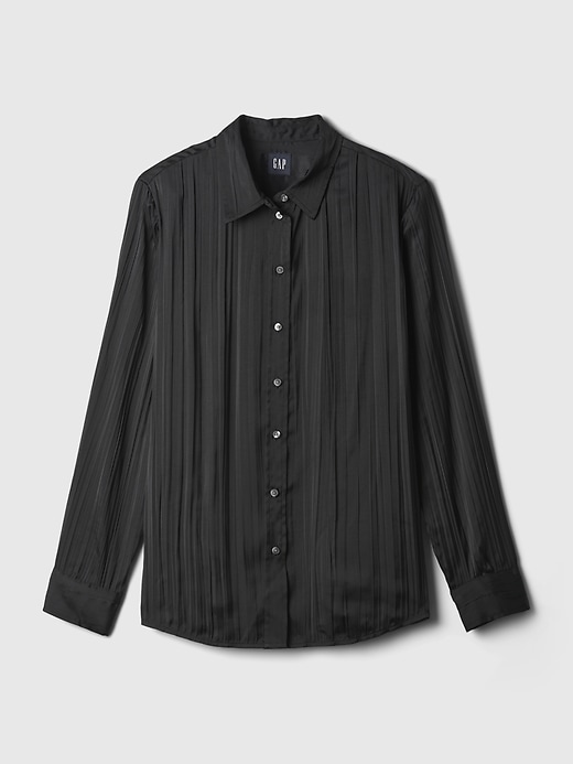 Image number 4 showing, Pleated Satin Boyfriend Shirt