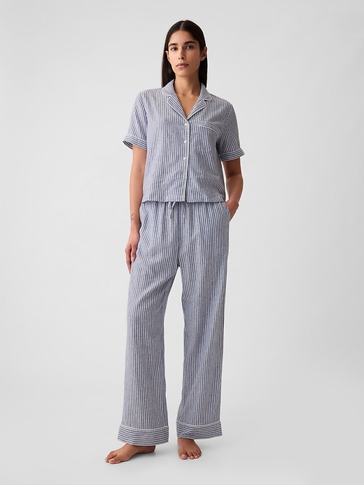 Image number 3 showing, Linen-Blend PJ Pants