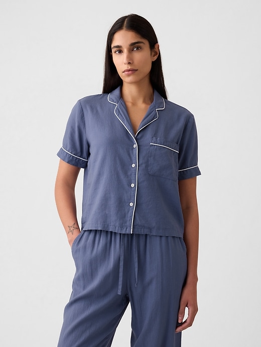 Image number 1 showing, Linen-Blend PJ Shirt