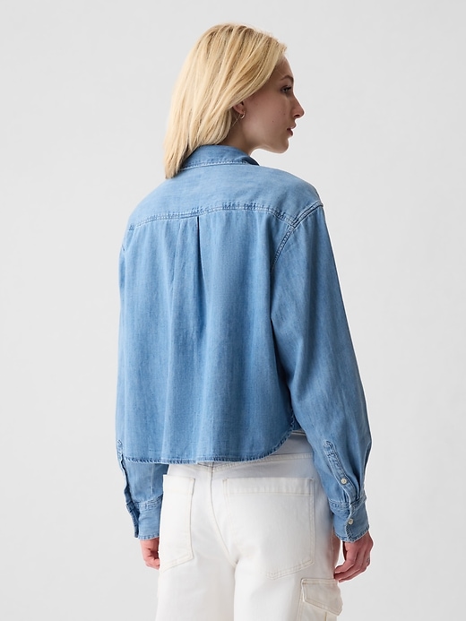 Image number 2 showing, Cropped Denim Shirt