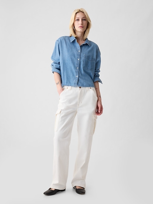 Image number 3 showing, Cropped Denim Shirt