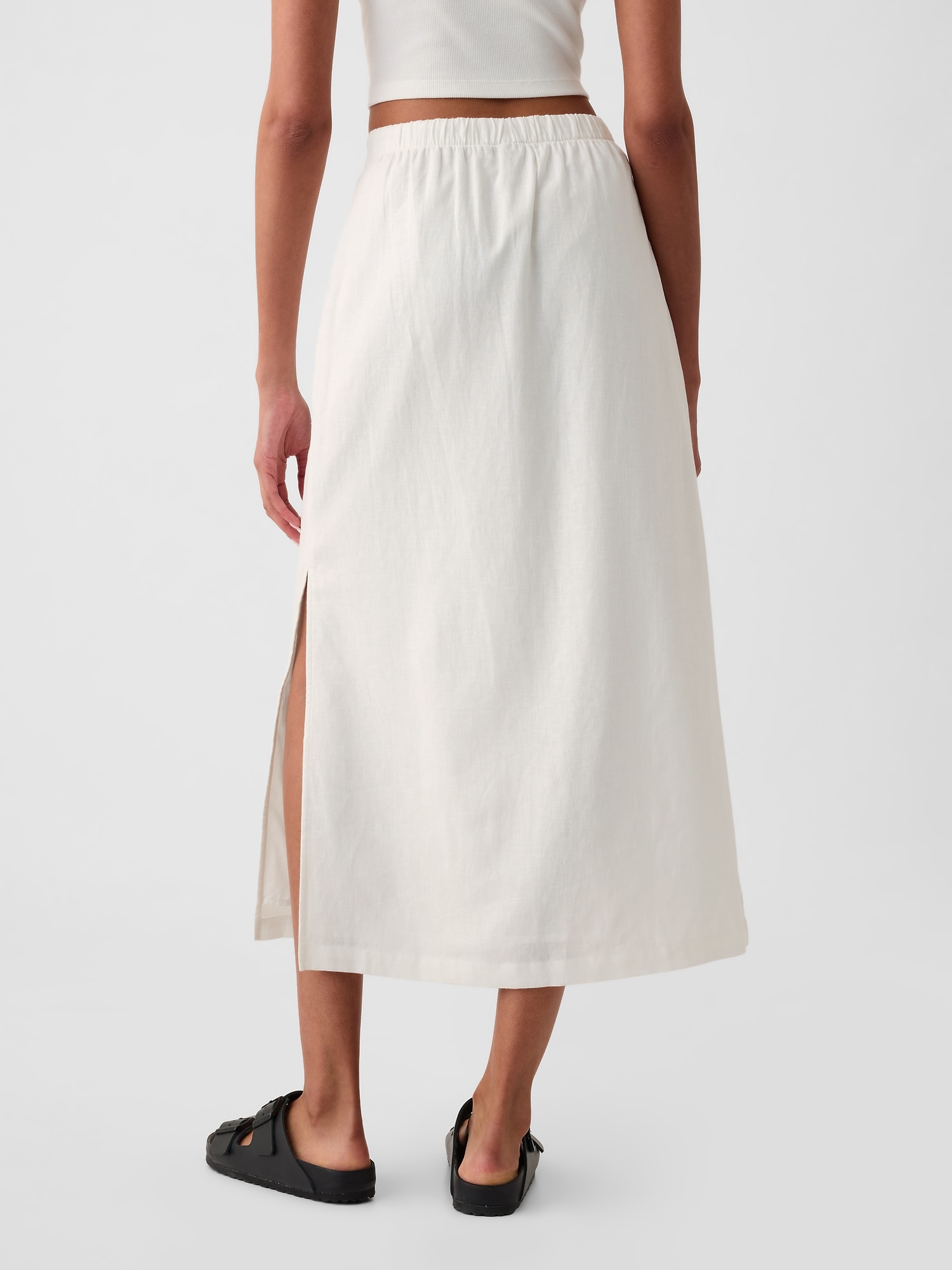 Linen-Blend Maxi Skirt