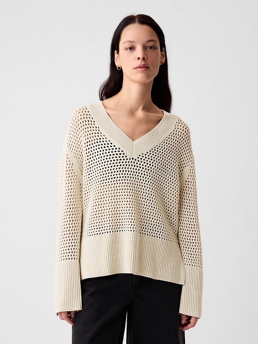Image number 1 showing, 24/7 Split-Hem Crochet Sweater
