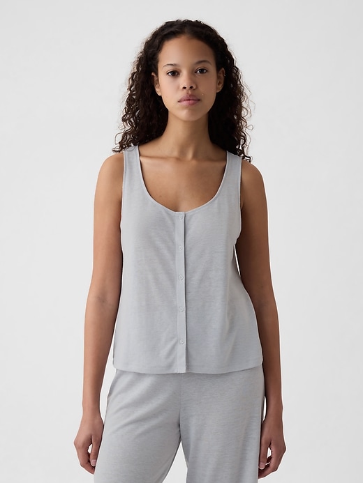 Image number 1 showing, Linen-Blend PJ Tank Top