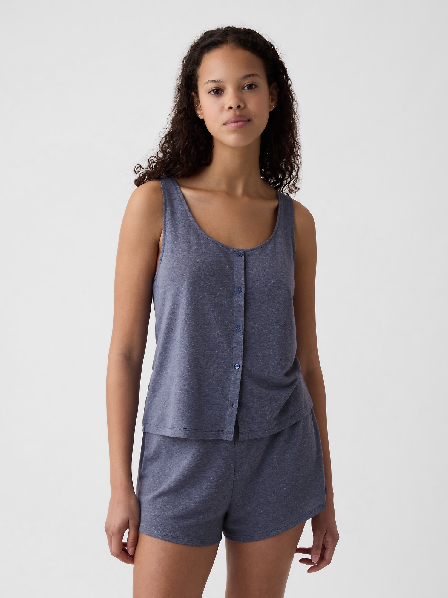 Linen-Blend PJ Tank Top