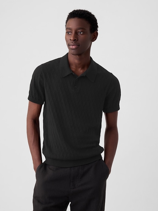 Image number 1 showing, Textured Polo Sweater