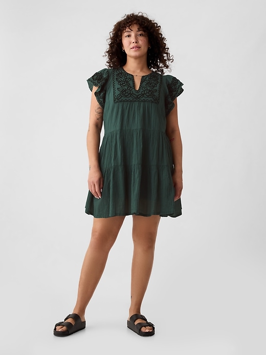 Image number 9 showing, Crinkle Gauze Embroidered Mini Dress