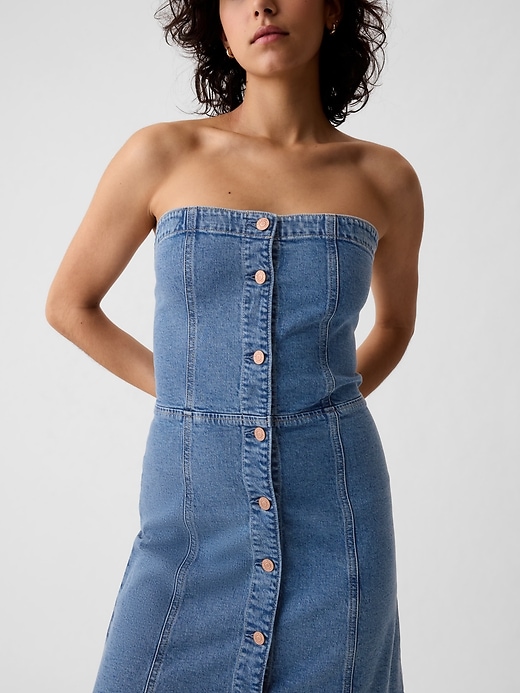 Image number 4 showing, Strapless Denim Mini Dress