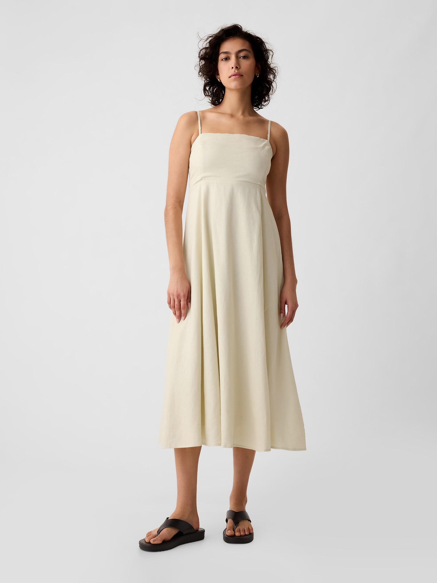 Linen Blend Midi Dress Gap