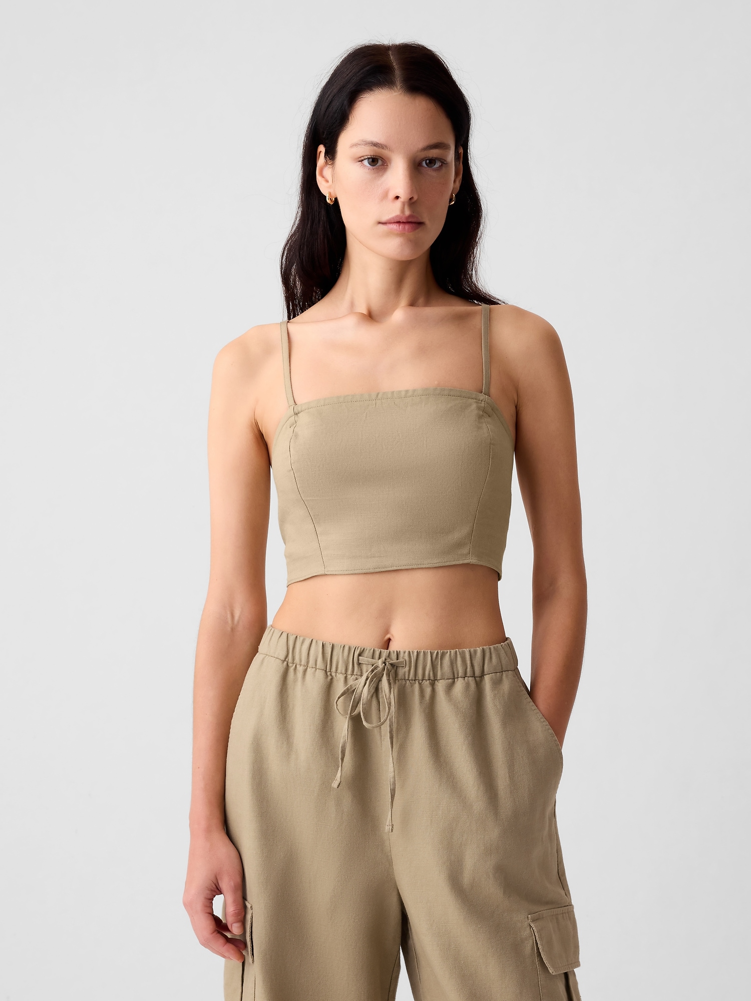 Linen-Cotton Cropped Tube Top