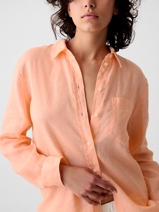 Image number 4 showing, 100% Linen Boyfriend Shirt