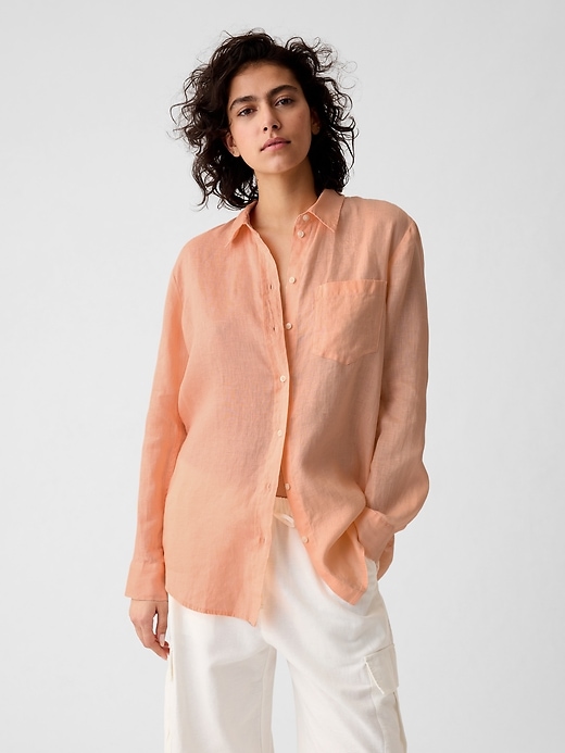 Image number 1 showing, 100% Linen Boyfriend Shirt