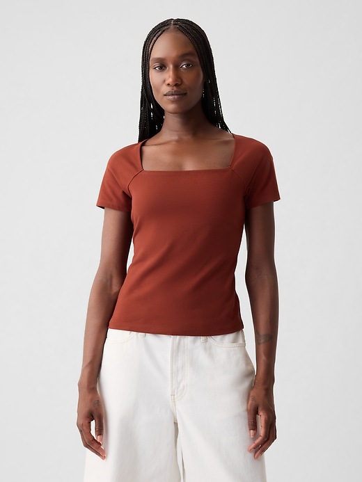 Image number 8 showing, Compact Jersey Square-Neck Shirt