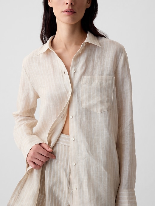 Image number 4 showing, 100% Linen Boyfriend Shirt