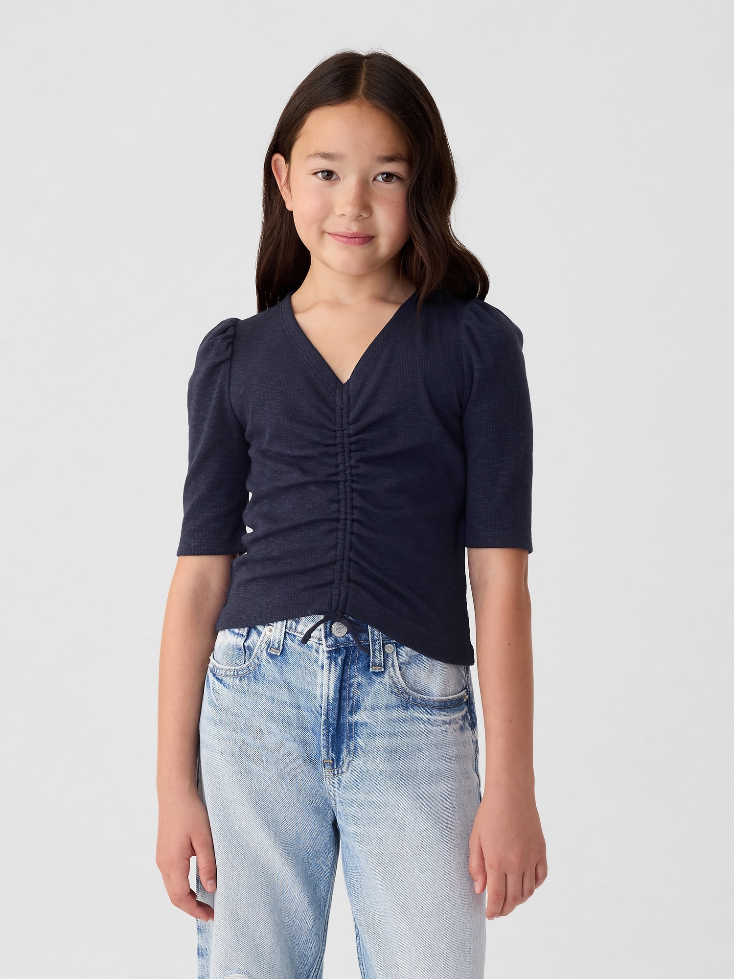 Kids Essential Rib Ruched Shirt