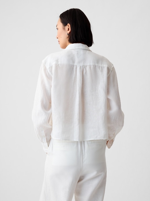 Image number 2 showing, 100% Linen Cropped Shirt