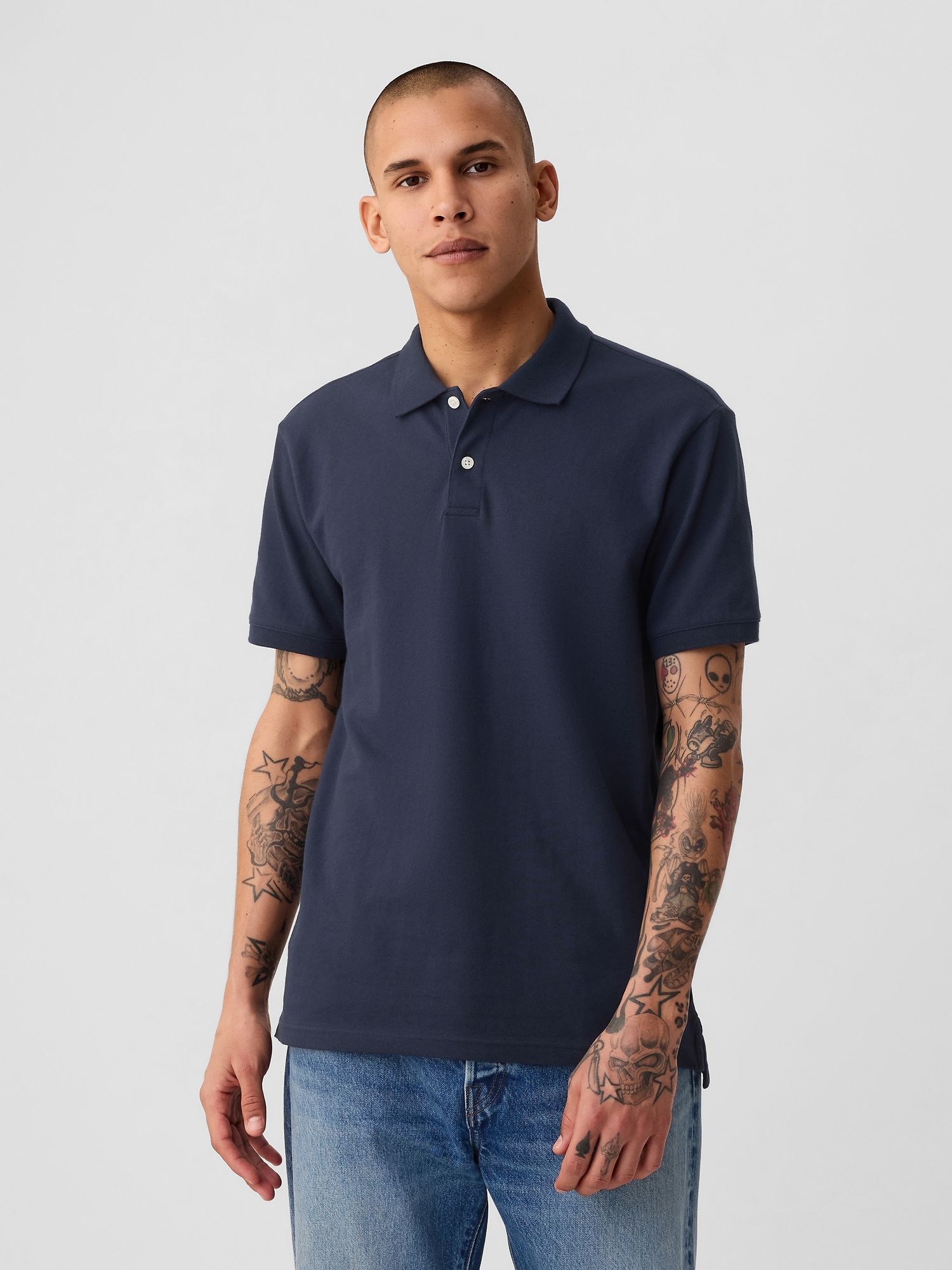 Pique Polo Shirt - Blue