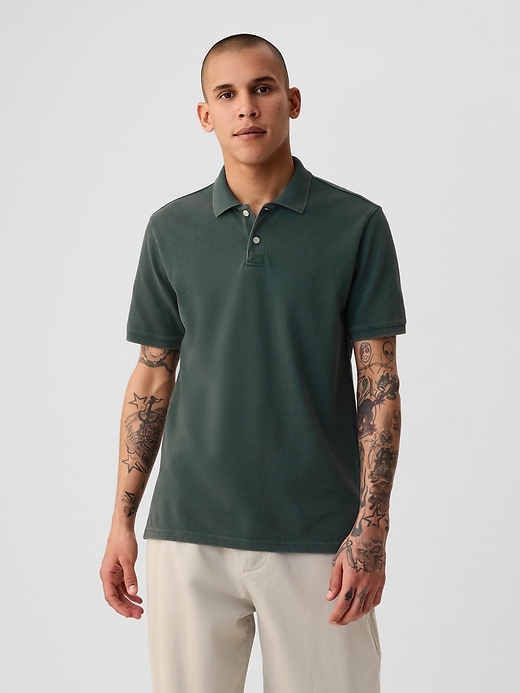 Image number 6 showing, Washed Pique Polo Shirt