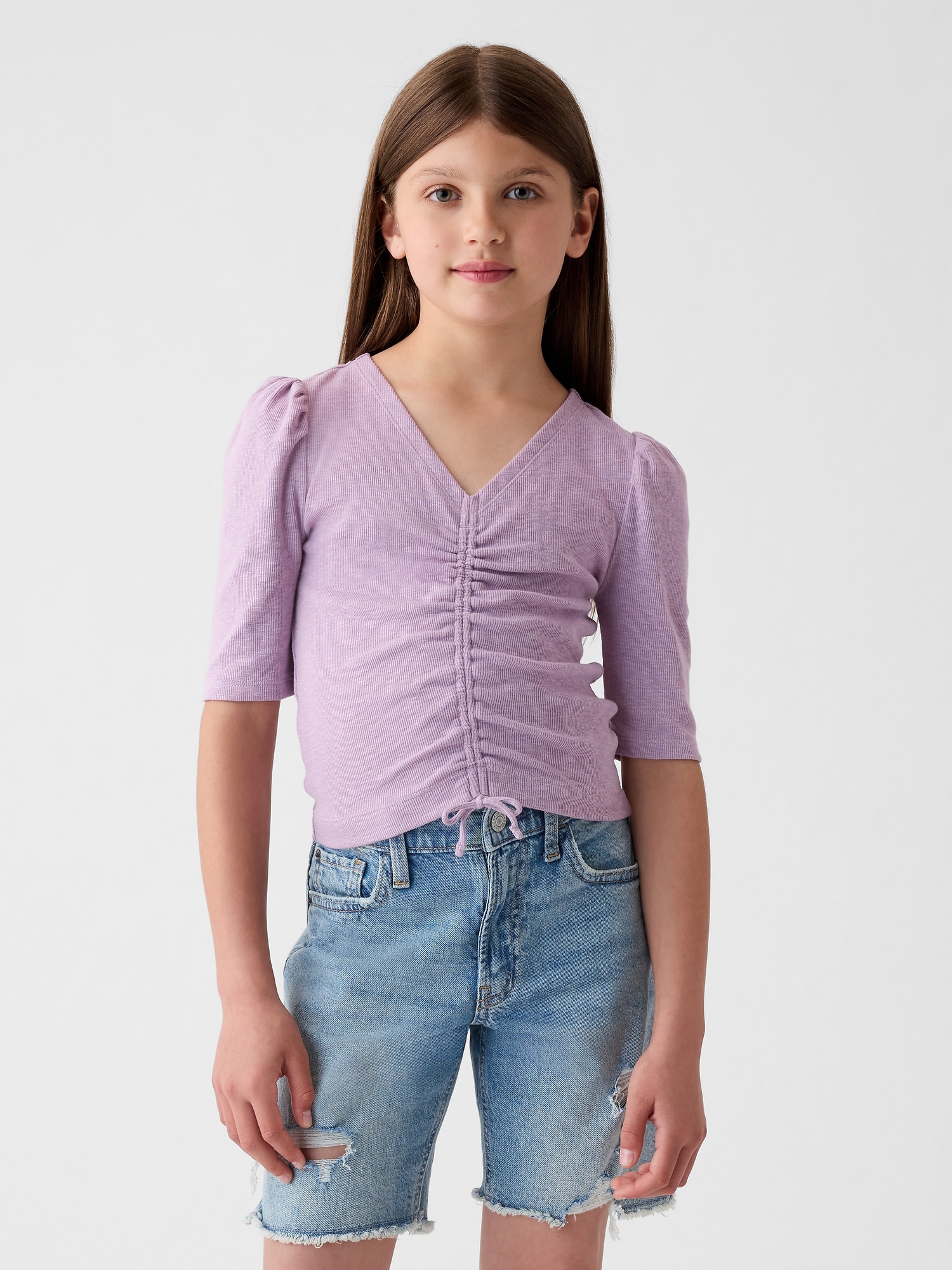 Kids Essential Rib Ruched Shirt