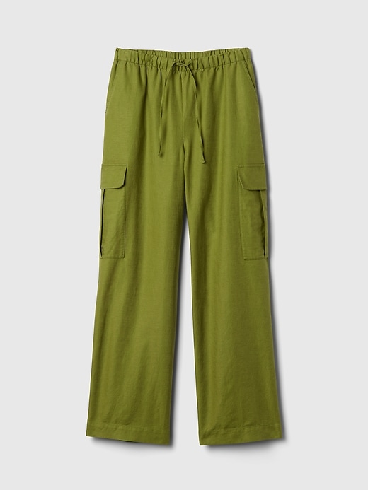 Image number 7 showing, Mid Rise Linen-Cotton Pull-On Cargo Pants