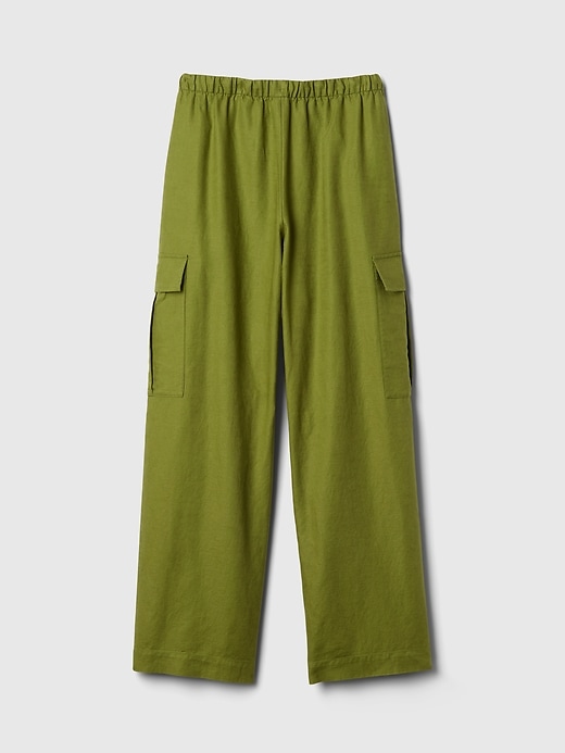 Image number 8 showing, Mid Rise Linen-Cotton Pull-On Cargo Pants