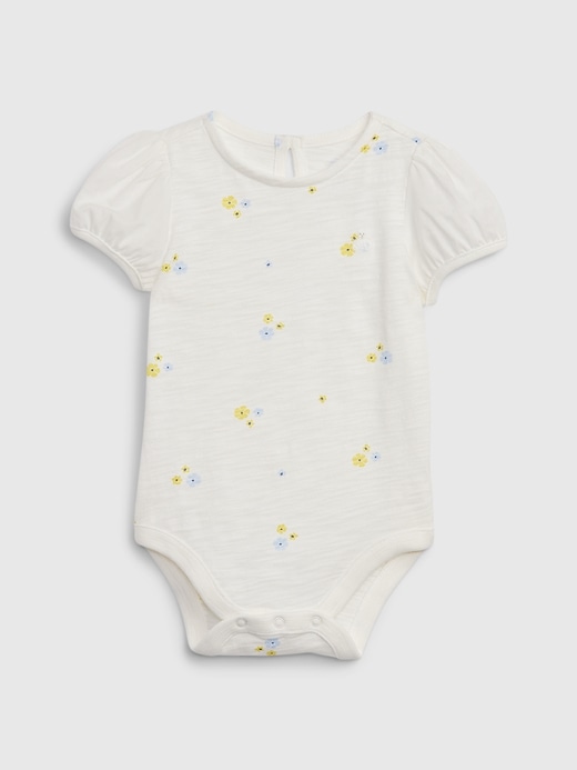 Image number 1 showing, Baby Puff Sleeve Floral Bodysuit