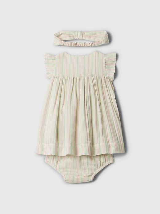 Image number 2 showing, Baby Crinkle Gauze Stripe Dress Set