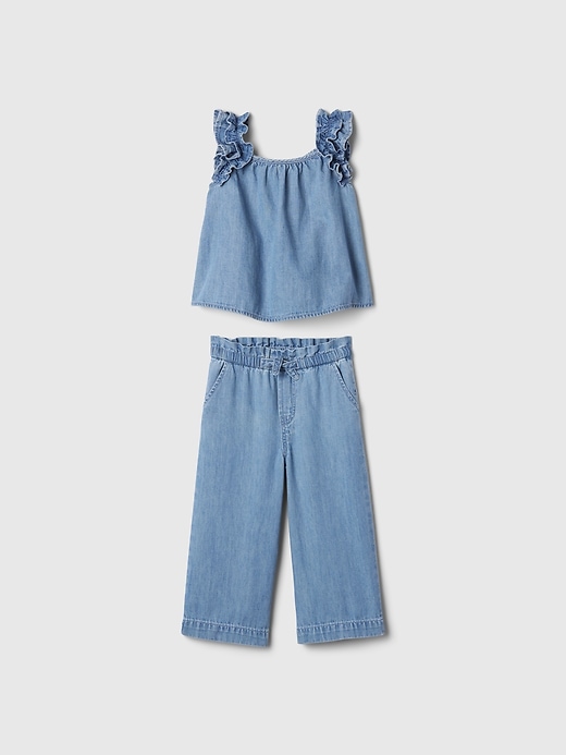 L'image numéro 1 présente Ensemble en denim à volants &#124 babyGap