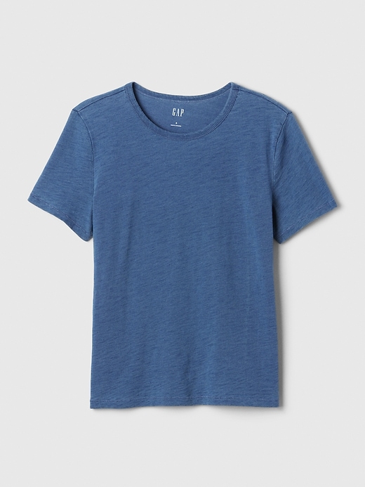 L'image numéro 5 présente T-shirt rétro ras du cou de couleur indigo