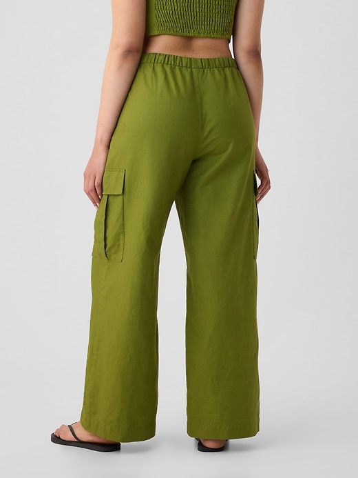 Image number 6 showing, Mid Rise Linen-Cotton Pull-On Cargo Pants