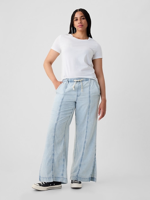 Image number 5 showing, Wide-Leg Denim Pull-On Pants