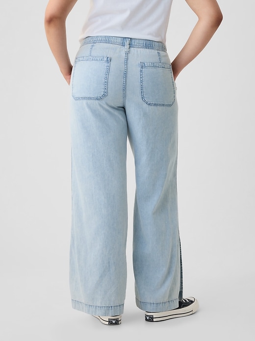 Image number 6 showing, Wide-Leg Denim Pull-On Pants