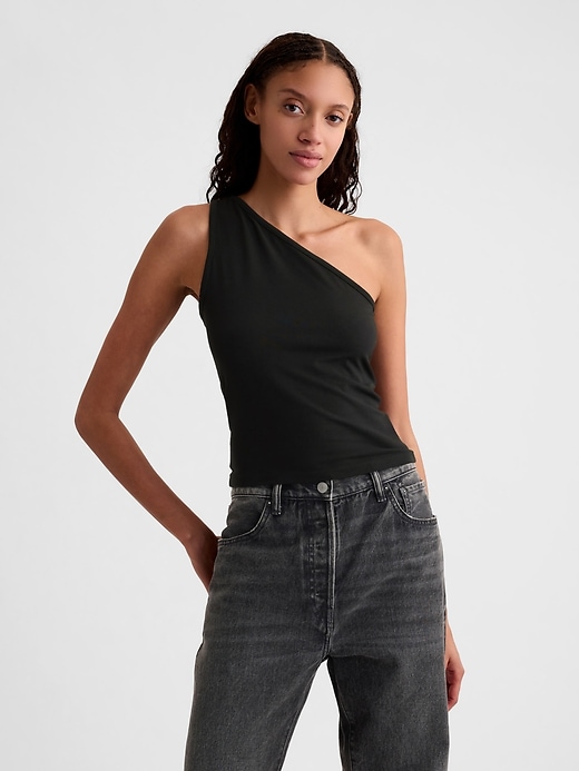 Image number 6 showing, Modern One-Shoulder Cropped Tank Top