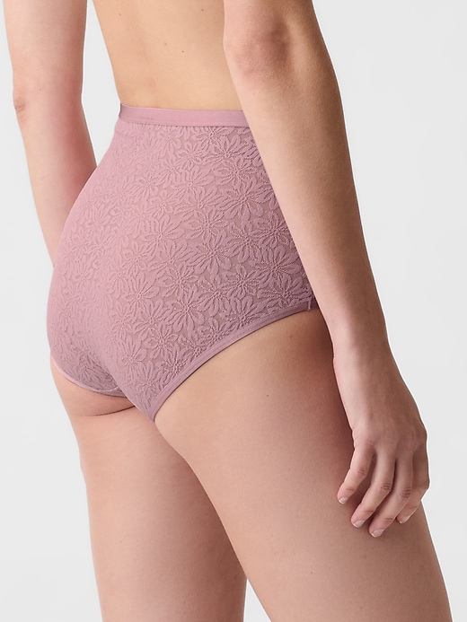 Image number 2 showing, High Rise Floral Lace Brief