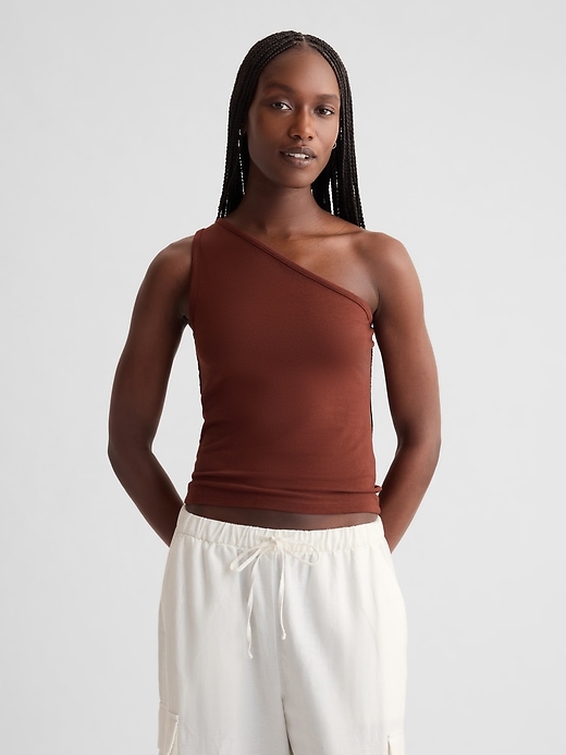 Image number 5 showing, Modern One-Shoulder Cropped Tank Top