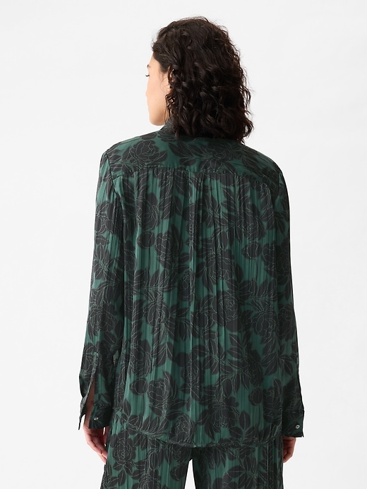 Image number 2 showing, Pleated Satin Boyfriend Shirt