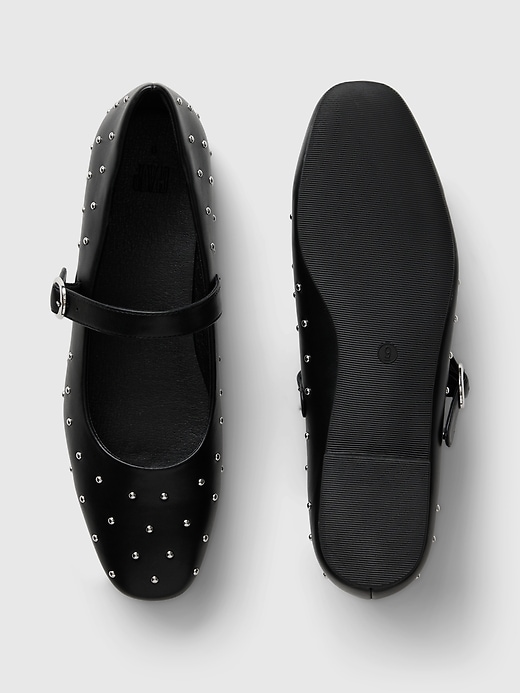 Image number 3 showing, Studded Vegan Leather Ballet Flats