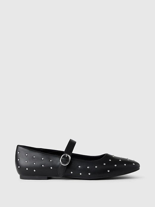 Image number 1 showing, Studded Vegan Leather Ballet Flats