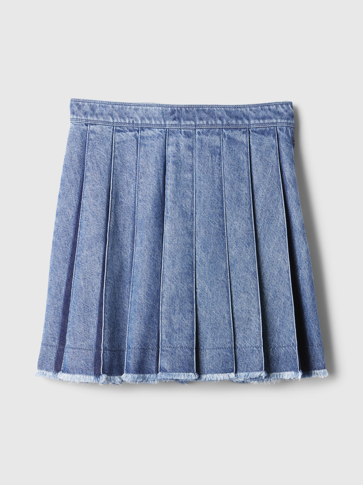 Blue denim pleated skirt hotsell