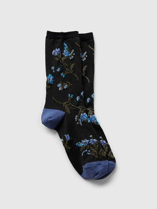 View large product image 1 of 3. Floral Crew Socks