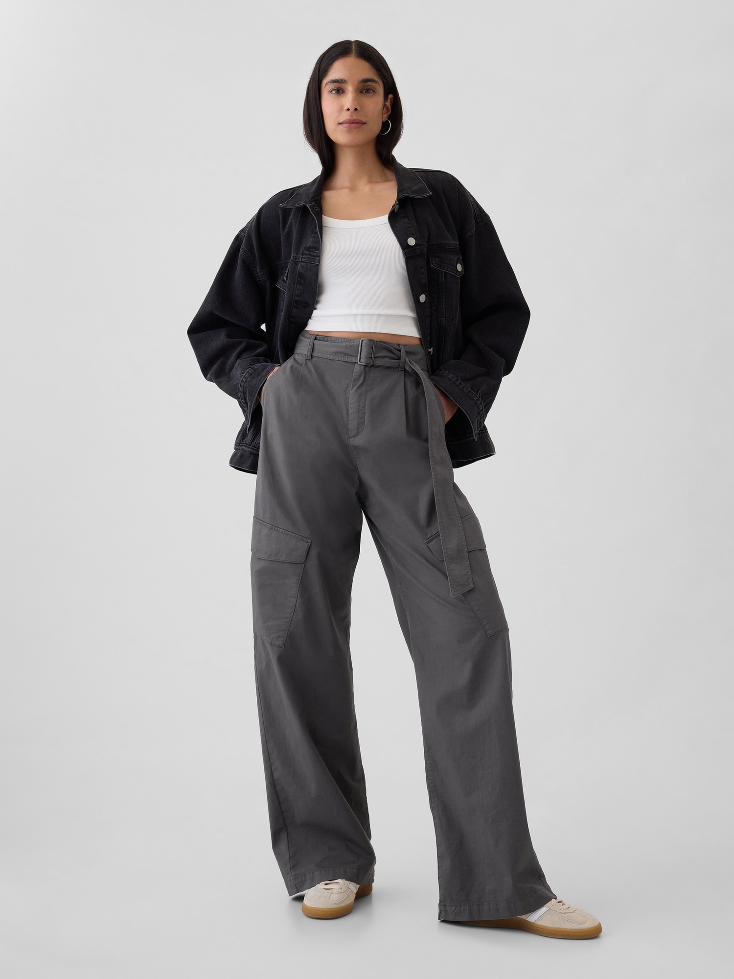 Pantalon cargo coupe ballon à taille haute