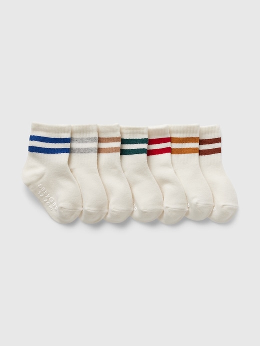 Voir une image plus grande du produit 1 de 1. Chaussettes courtes rayées de style universitaire babyGap (paquet de 7 paires)