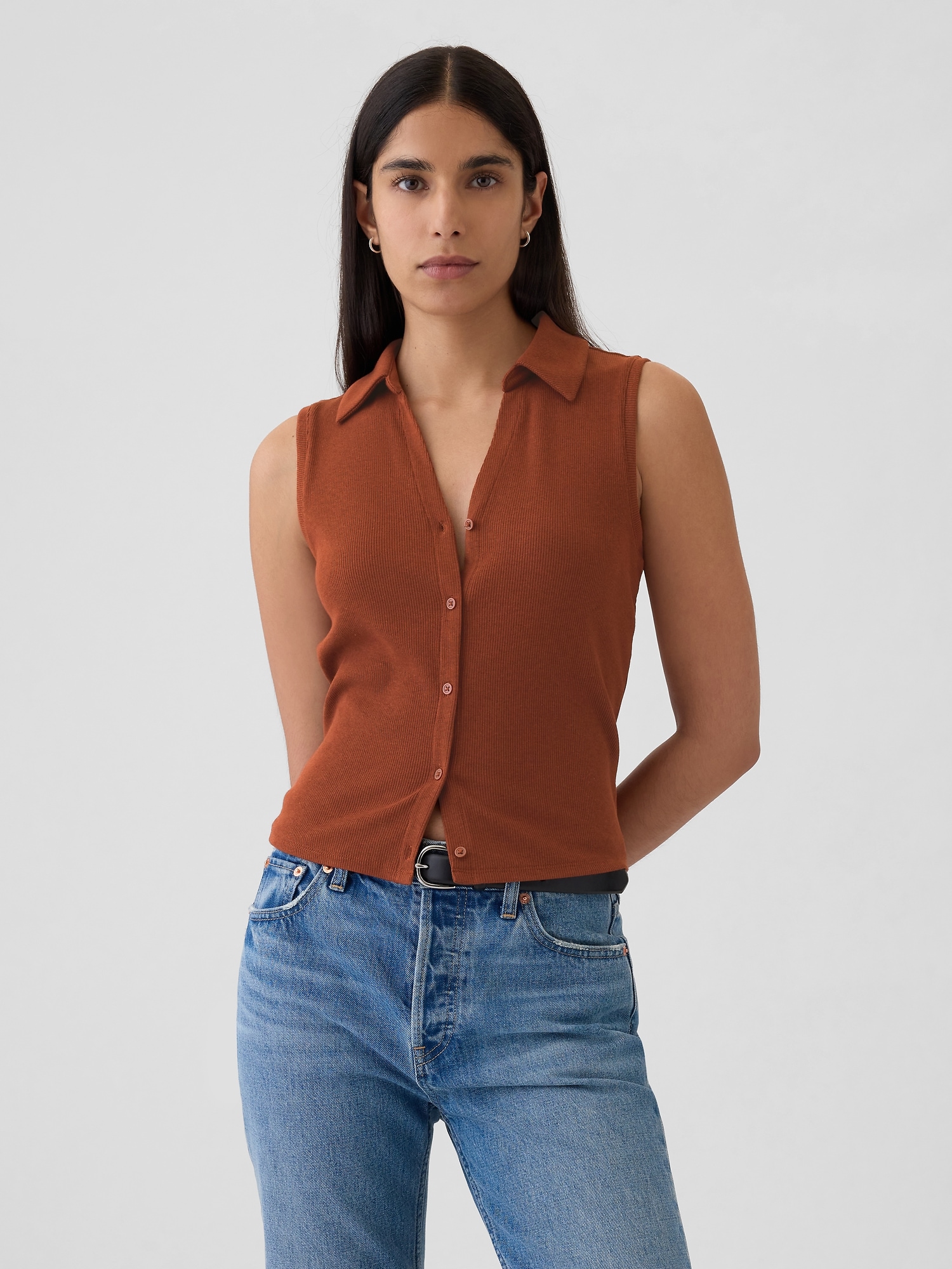 Modern Rib Cropped Polo Shirt