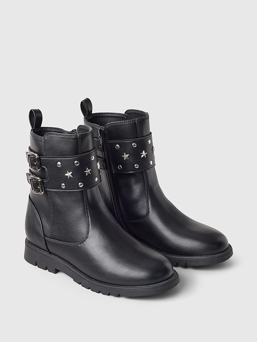 Image number 2 showing, Kids Studded Vegan Leather Moto Boots