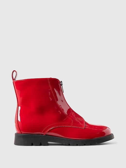 Image number 1 showing, Kids Vegan Patent Leather Ankle Boots