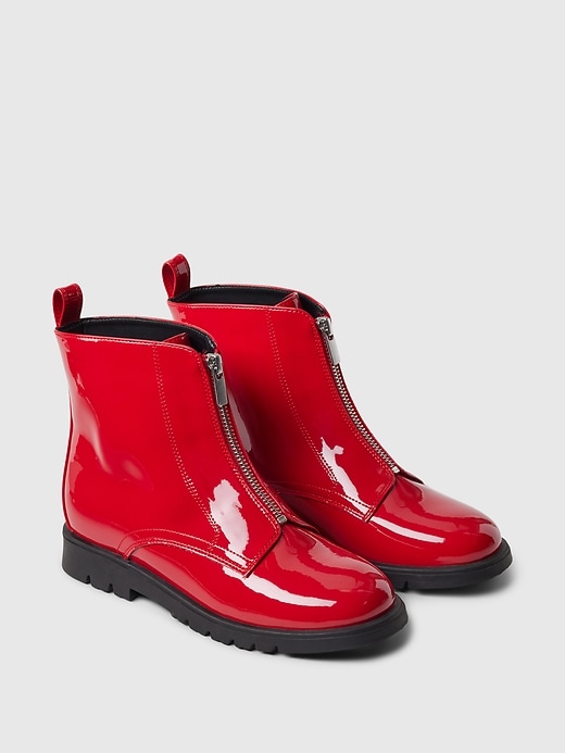 Image number 2 showing, Kids Vegan Patent Leather Ankle Boots