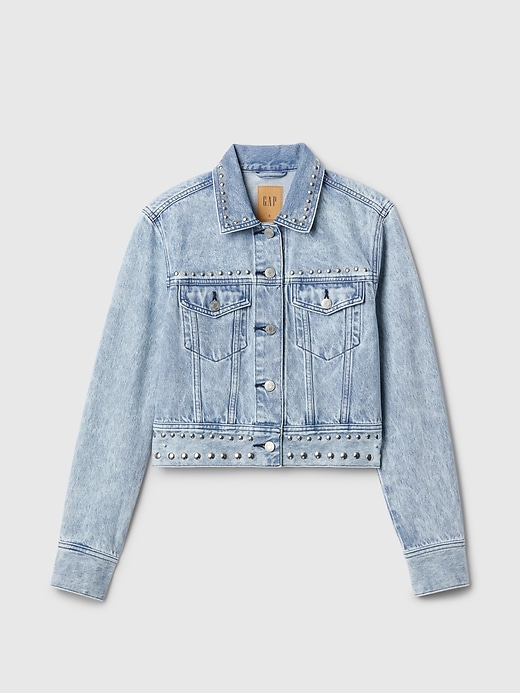 Image number 5 showing, Cropped Studded Icon Denim Jacket